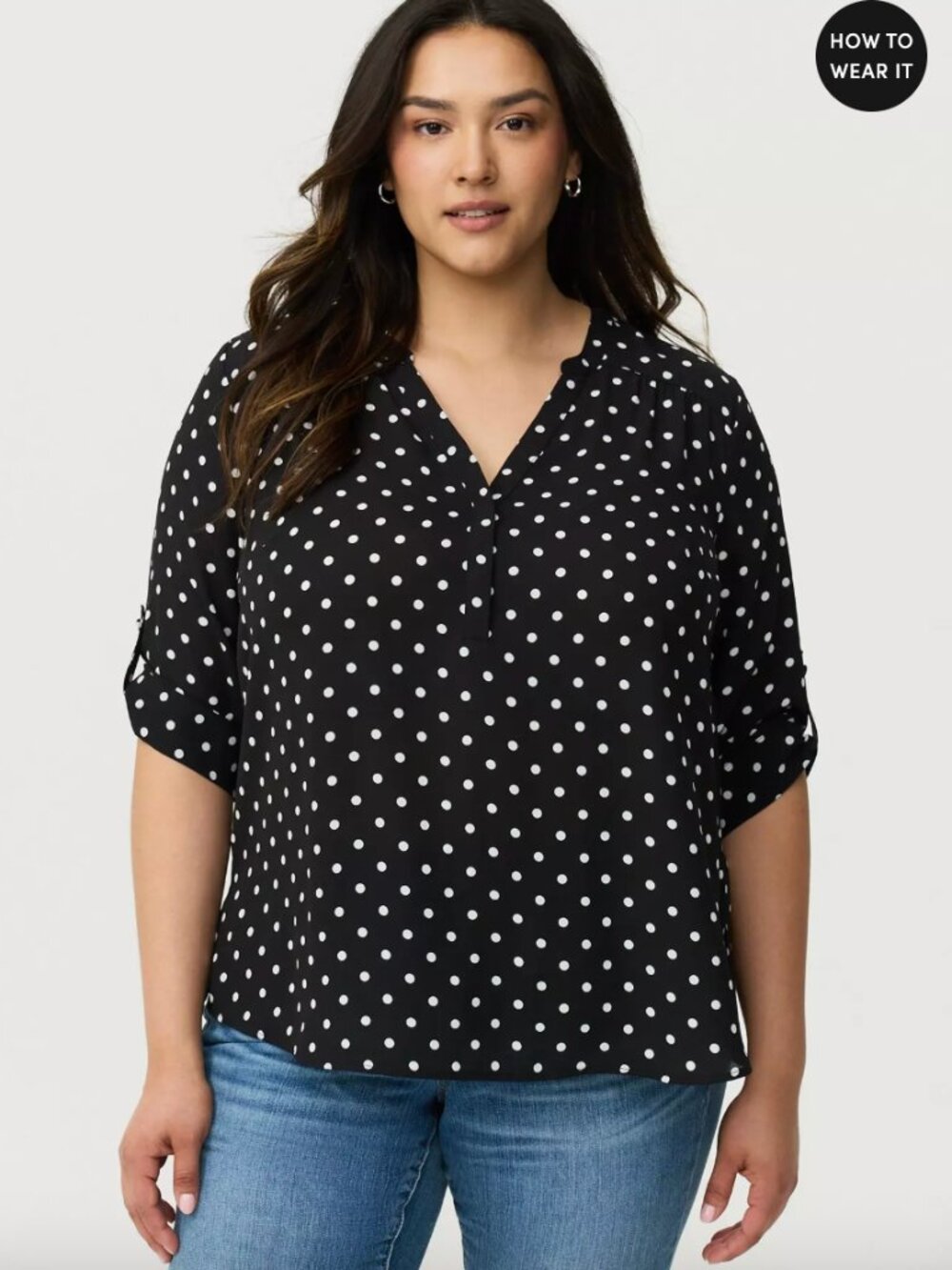 Torrid Harper Georgette Straight Hem Blouse Pullover Polka Dot Womens 2X NWT - Picture 2 of 10